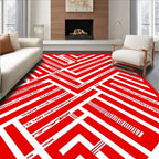 Vibrant Red Geometric Labyrinth Rug