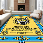 Bold Yellow Tiger Trophy Emblem Rug