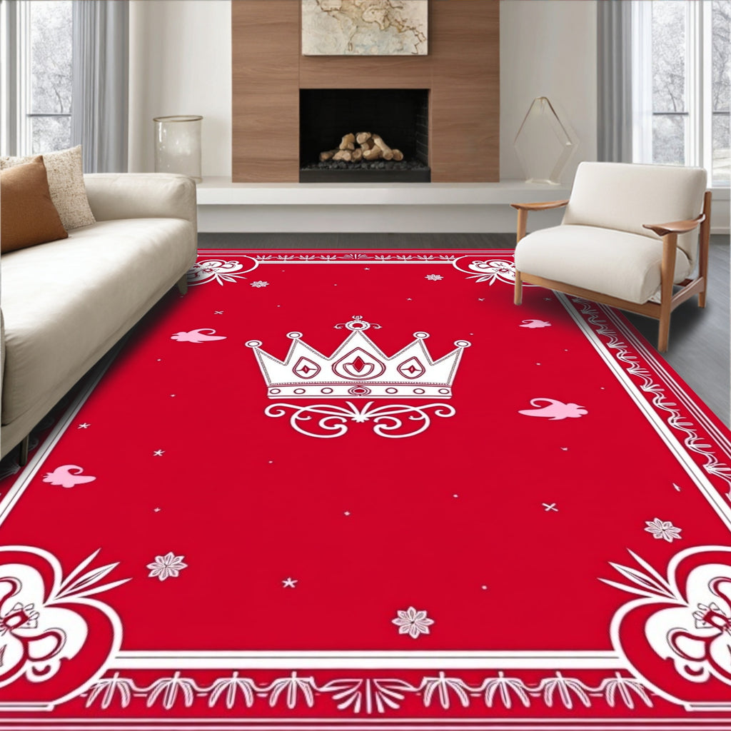 Crimson Crown Floral Border Rug