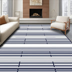 Dark Blue Thin Lined Rectangular Rug