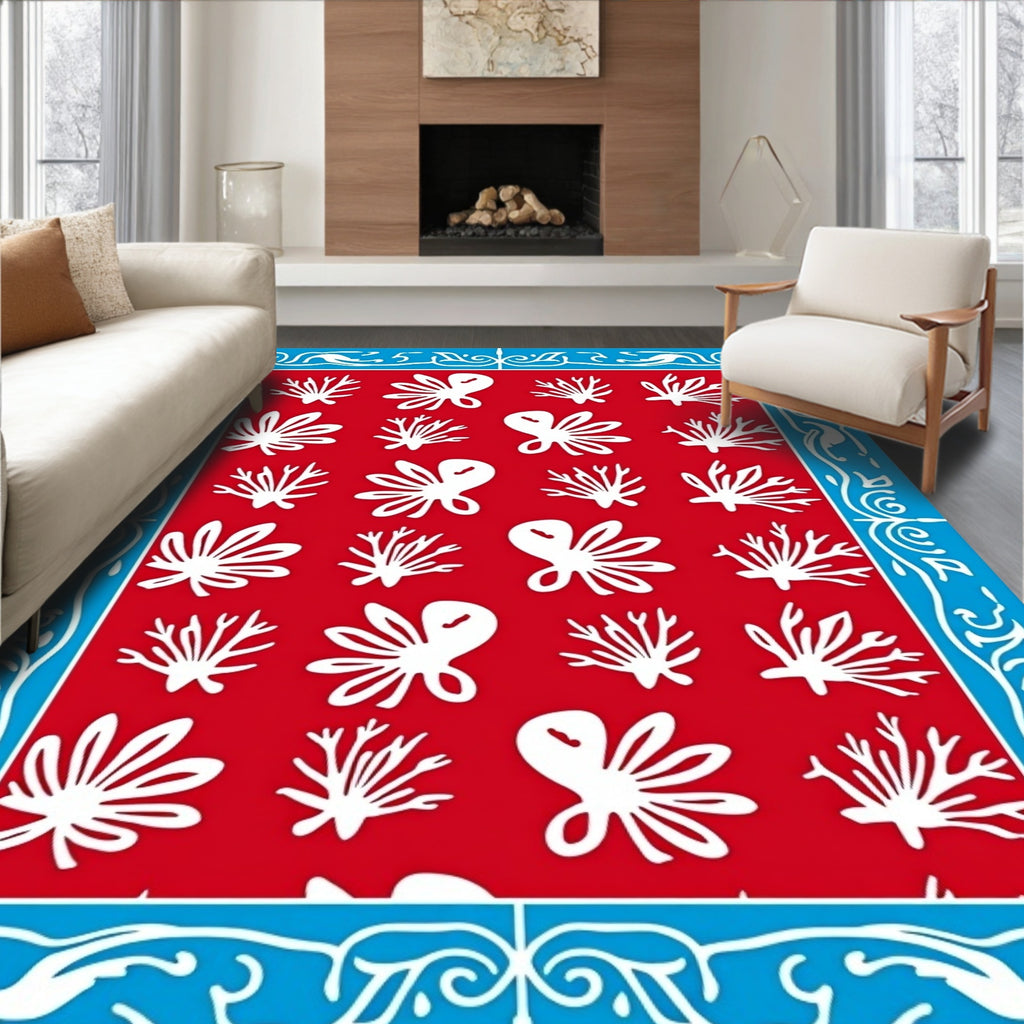 Crimson Coral Bordered Repeat Rug