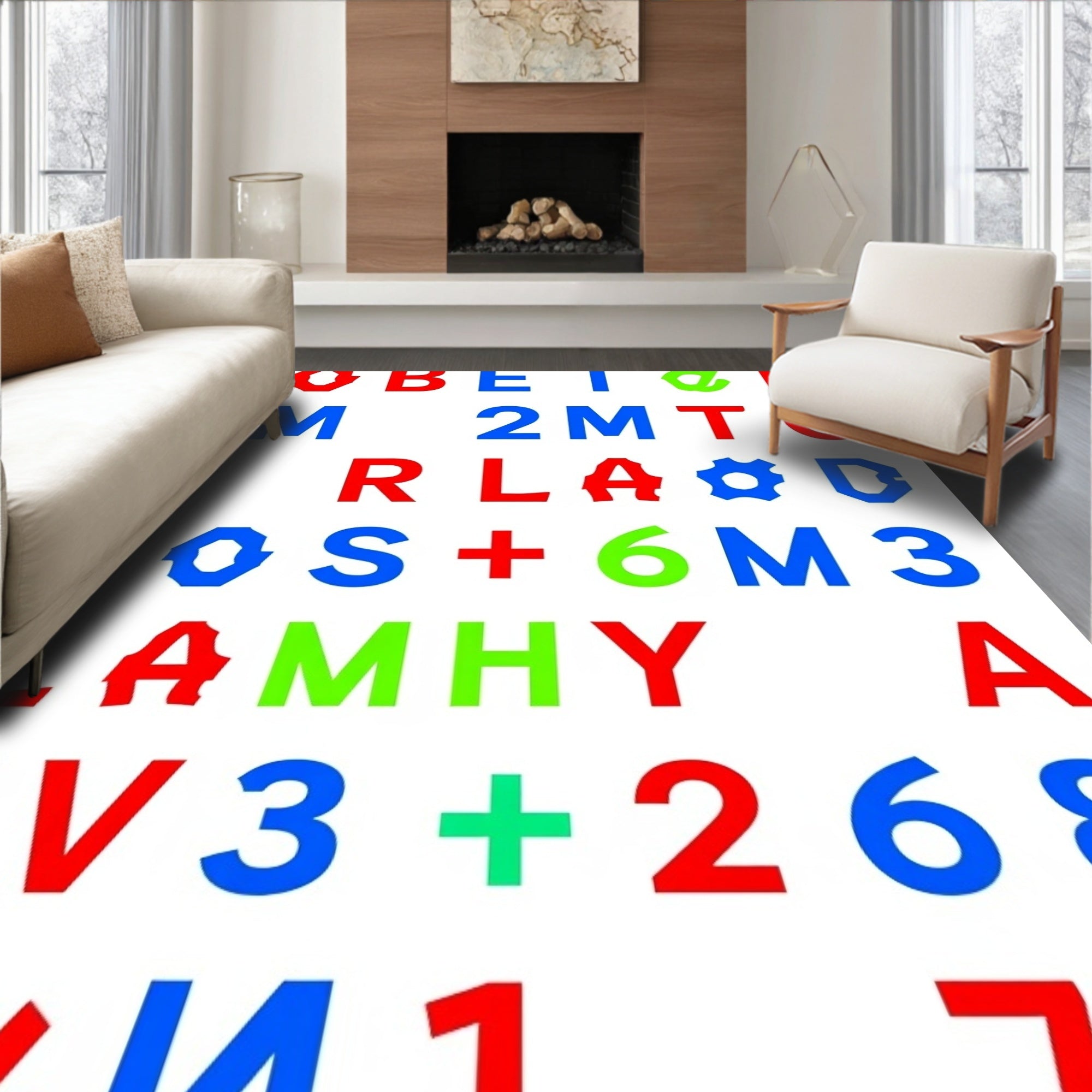 Color Block Alphabet Numeric Collection Rug