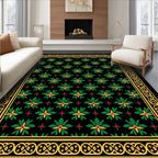 Rich Green Floral Medallion Bordered Rug