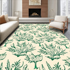 Green Botanical Sketch Foliage Rug