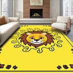 Golden Lion Face Swirls Border Rug