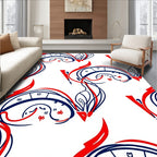 Bold Red Blue Swirls Abstract Rug