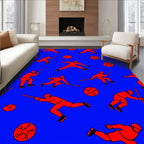 Red Hockey Players On Blue Background Rug