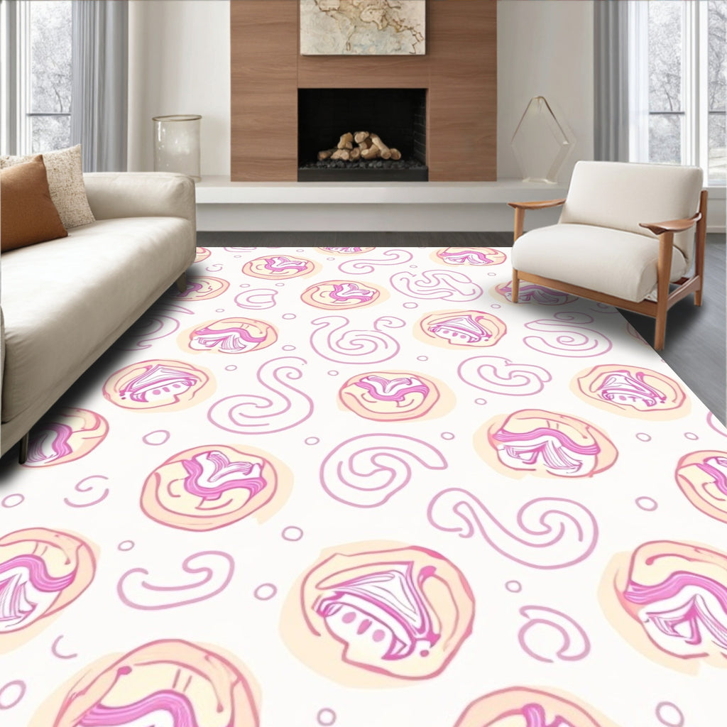 Pink Cream Swirl Abstract Organic Rug