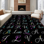 Colorful Calligraphy Alphabet Garden Rug