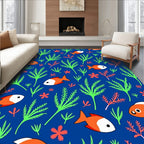 Playful Orange Fish Coral Reef Rug