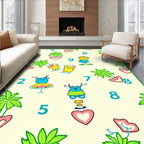Playful Cartoon Creatures Whimsical Hearts Nature Rug