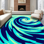 Ocean Swirl Turquoise Abstract Wave Rug