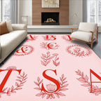 Red Botanical Monogram Alphabet Collection Rug