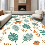 Cute Animals Amongst Teal Foliage Rug