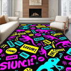 Playful Neon Dinosaur All Over Rug