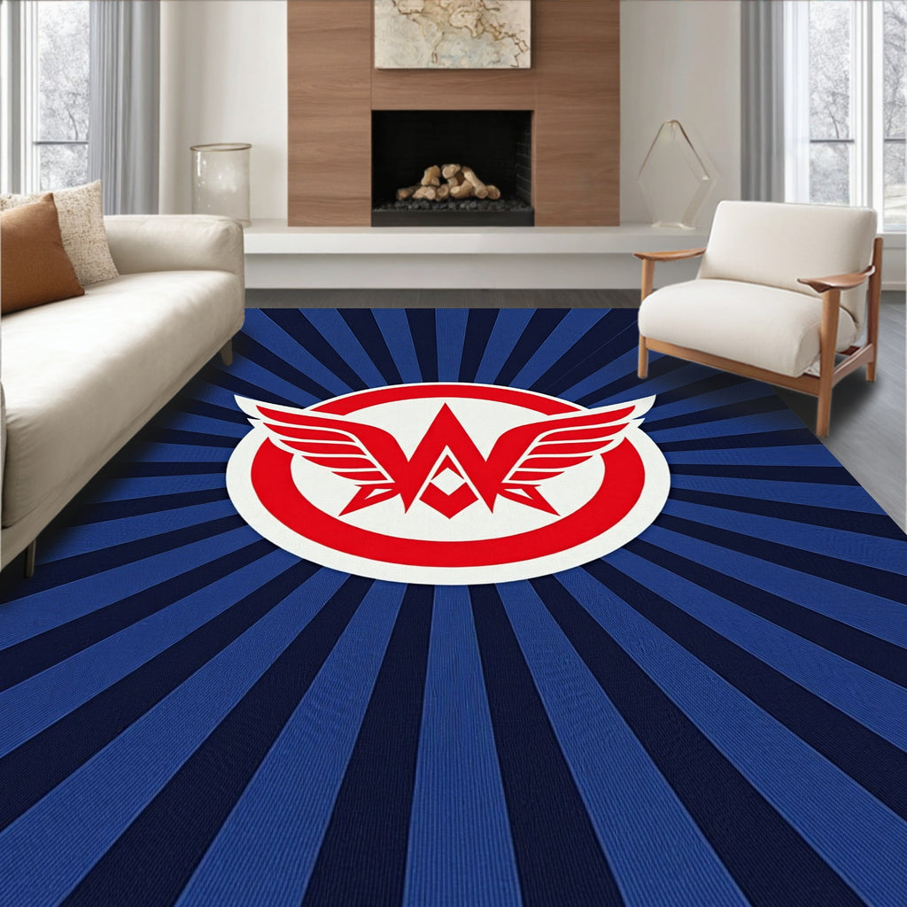 Red Winged W Emblem Starburst Rug