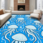 Jellyfish Blue Ocean Swirls Rug