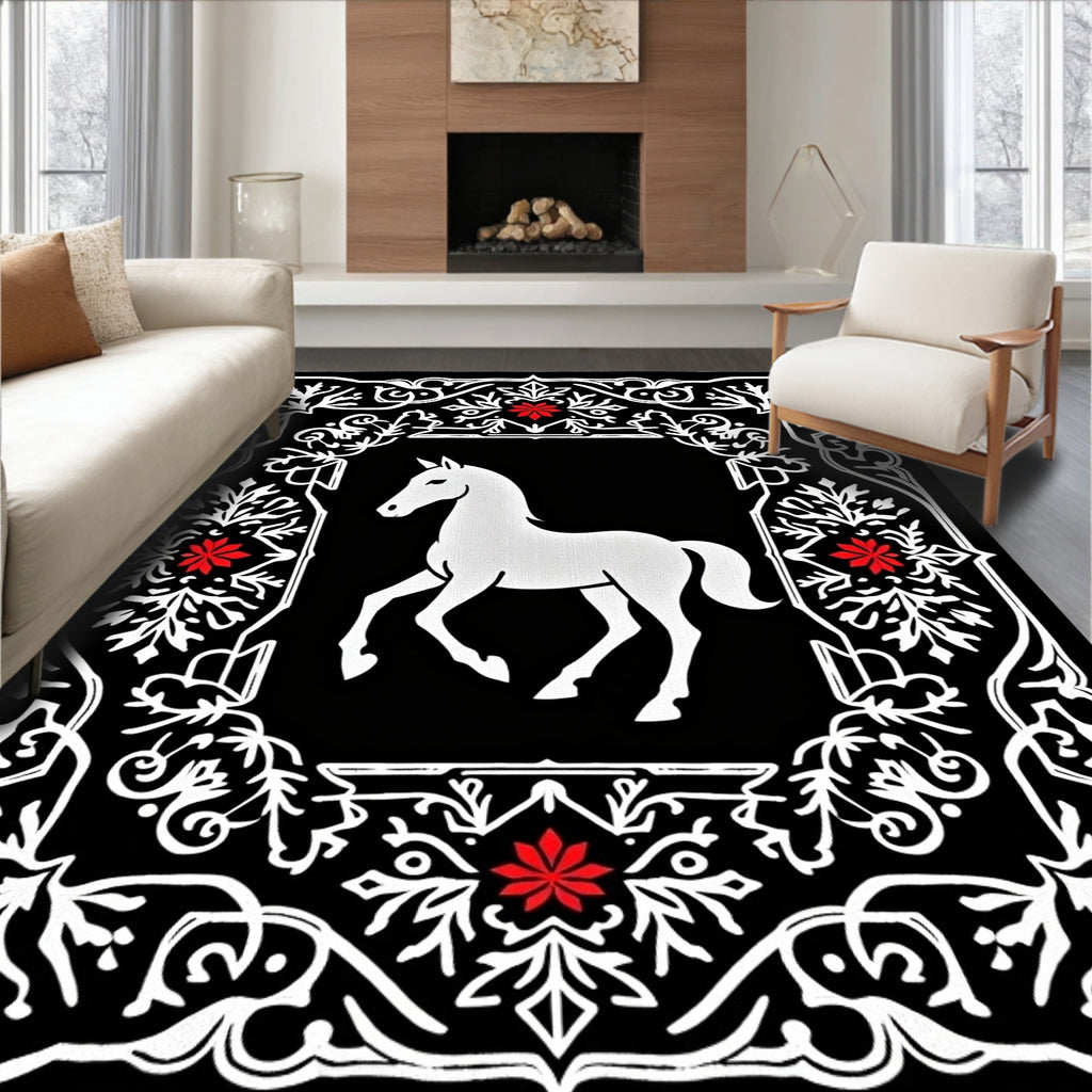 White Horse Regal Scrollwork Medallion Rug
