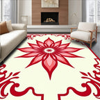 Crimson Floral Medallion Tile Rug