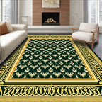 Emerald Green Vintage Floral Border Rug