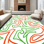 Red Green Abstract Swirls Rug
