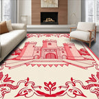 Crimson Castle Bordered Illustration Rug