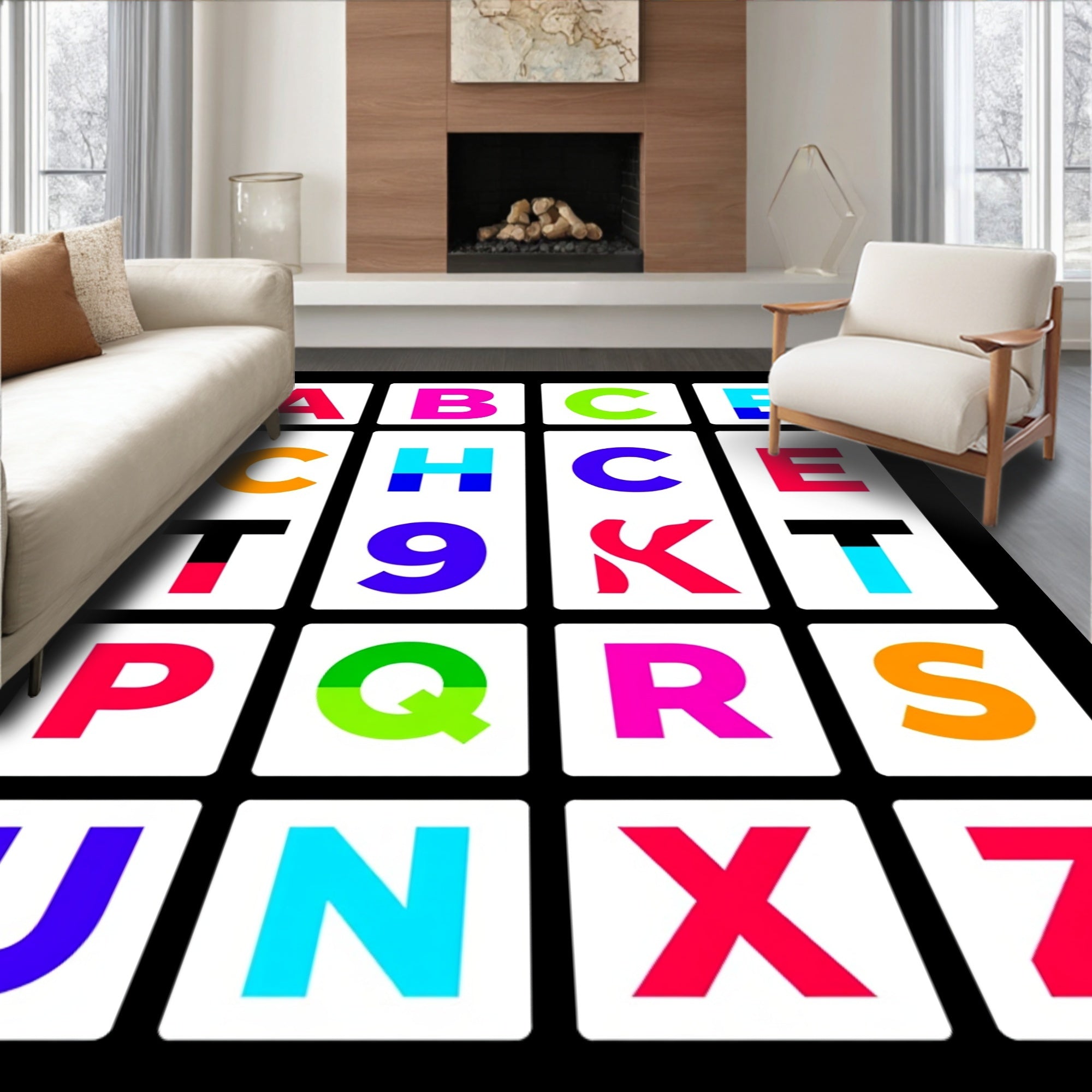 Modern Alphabet Grid Rug