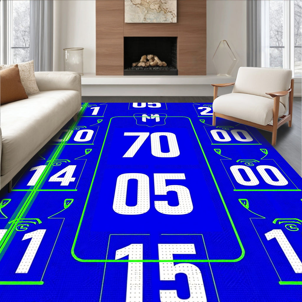 Bold Blue Number Collage Rug