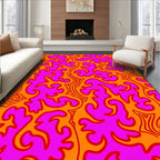 Vibrant Orange Pink Swirls Rug