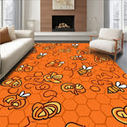 Orange Honeycomb Bees Illustration Rug