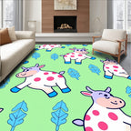 Charming White Polka Dot Farm Animals Rug