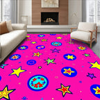 Vibrant Pink Starburst Circles Rug