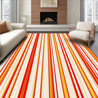 Vibrant Orange Red Stripe Collection Rug