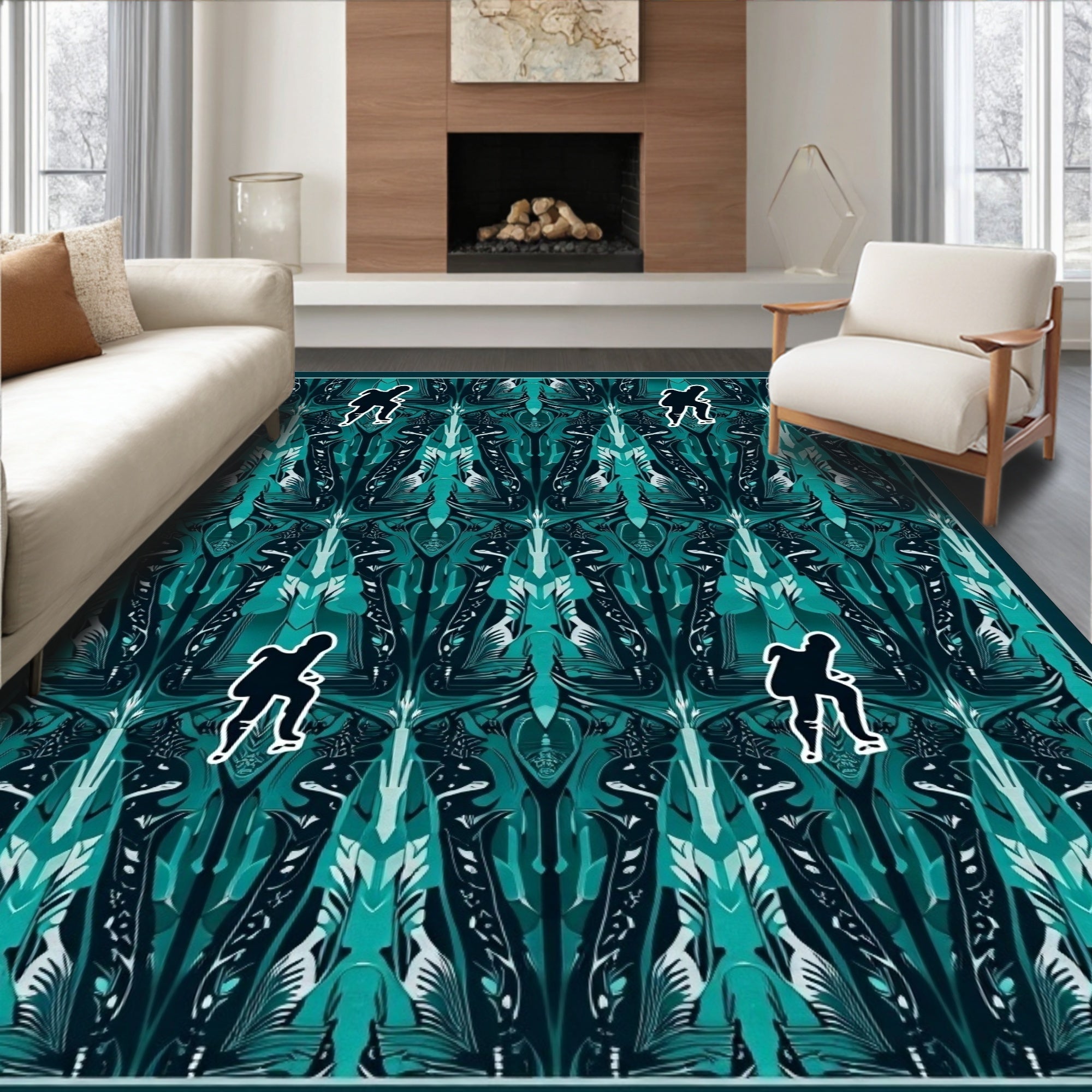 Jade Abstract Human Silhouette Runner Rug