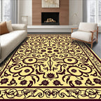 Earthy Golden Scrollwork Floral Rug