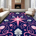 Navy Pink Coastal Seashell Star Rug
