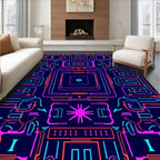Circuit Board Neon Abstract Lines Rug