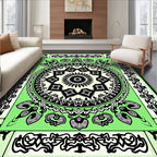Lime Green Black Central Star Medallion Rug