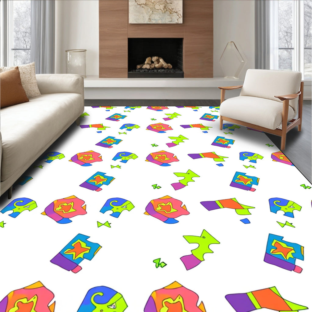 Quirky Multi-Colored Abstract Shapes Collection Rug
