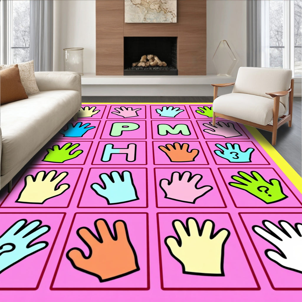 Playful Pastel Hand Array Rug
