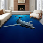 Gray Whale Deep Ocean Bubbles Rug