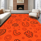 Orange Whimsical Alphabet Creatures Rug