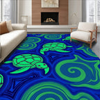 Oceanic Blue Green Sea Turtle Swirls Rug