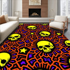 Yellow Skull Sunburst Orange Purple Rug