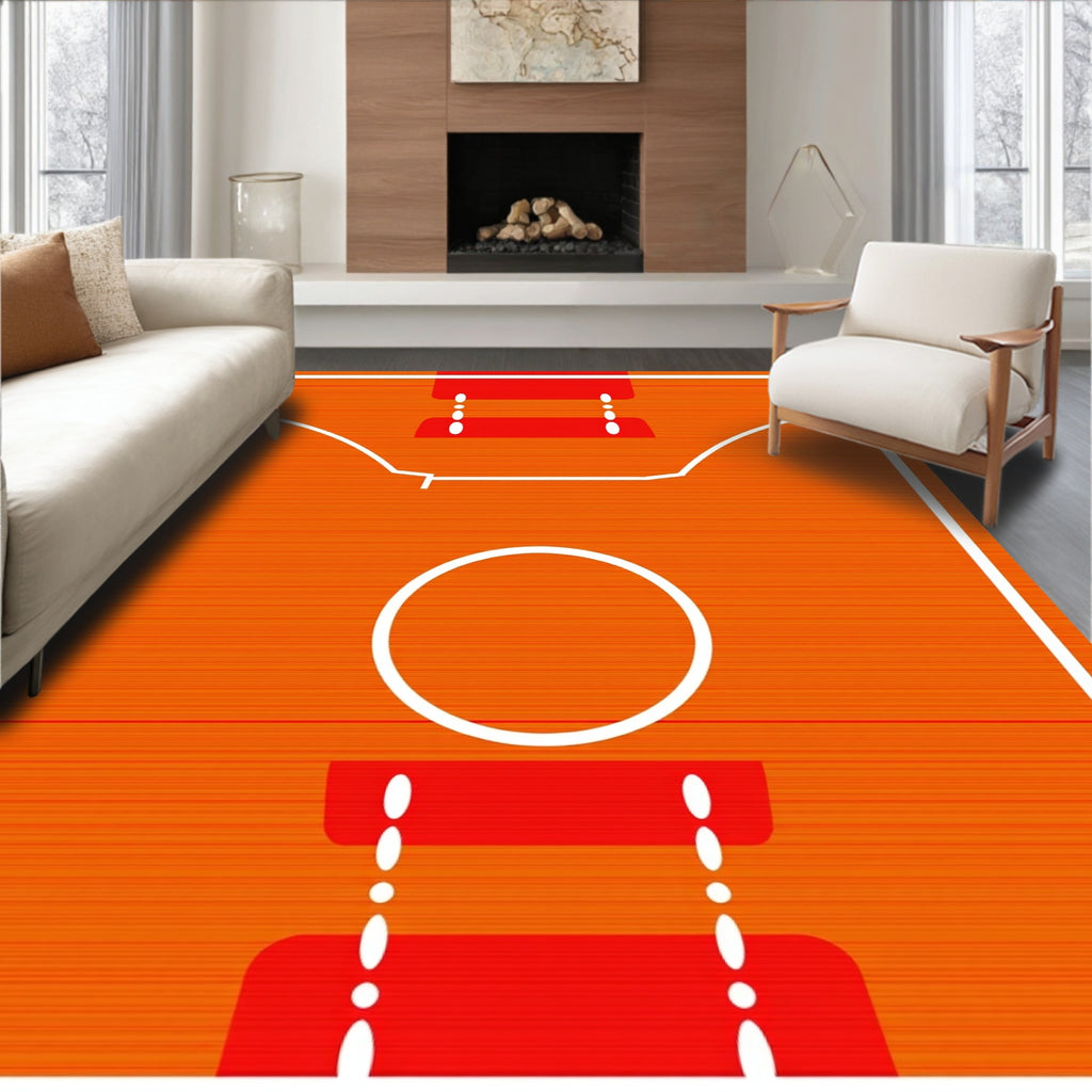 Vibrant Orange Court Lines Rug