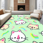Cute Kawaii Cats Rainbow Swirls Rug
