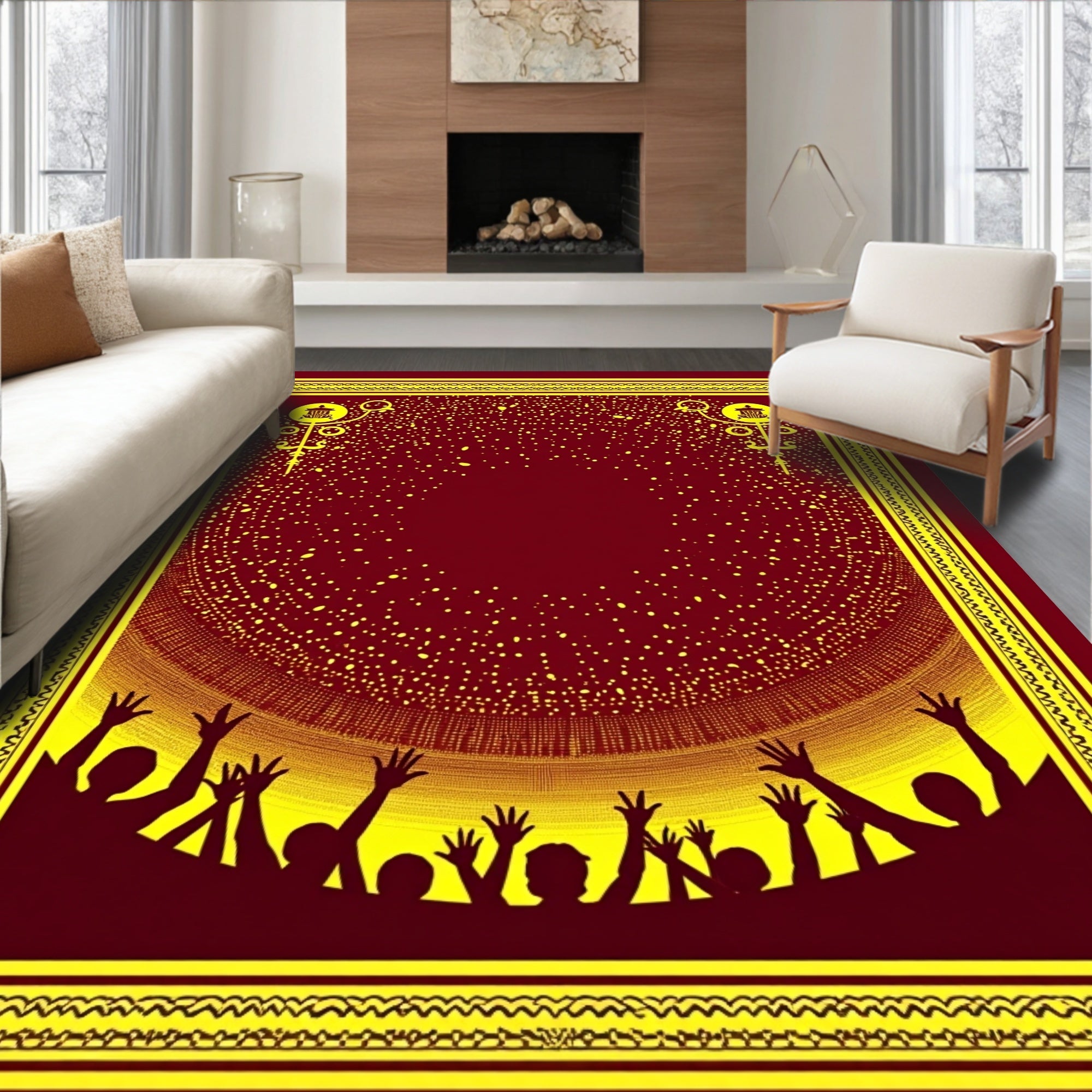 Crimson Yellow Ascending Celebration Rug