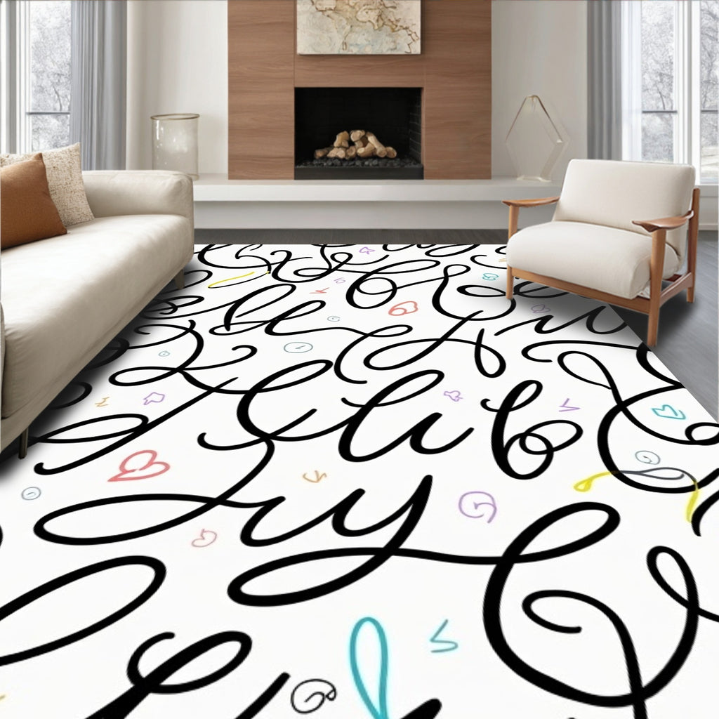 Scripted Letters Pastel Scribble Rug