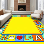 Playful Alphabet Border Yellow Rug