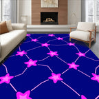 Pink Star Constellation on Deep Blue Background Rug
